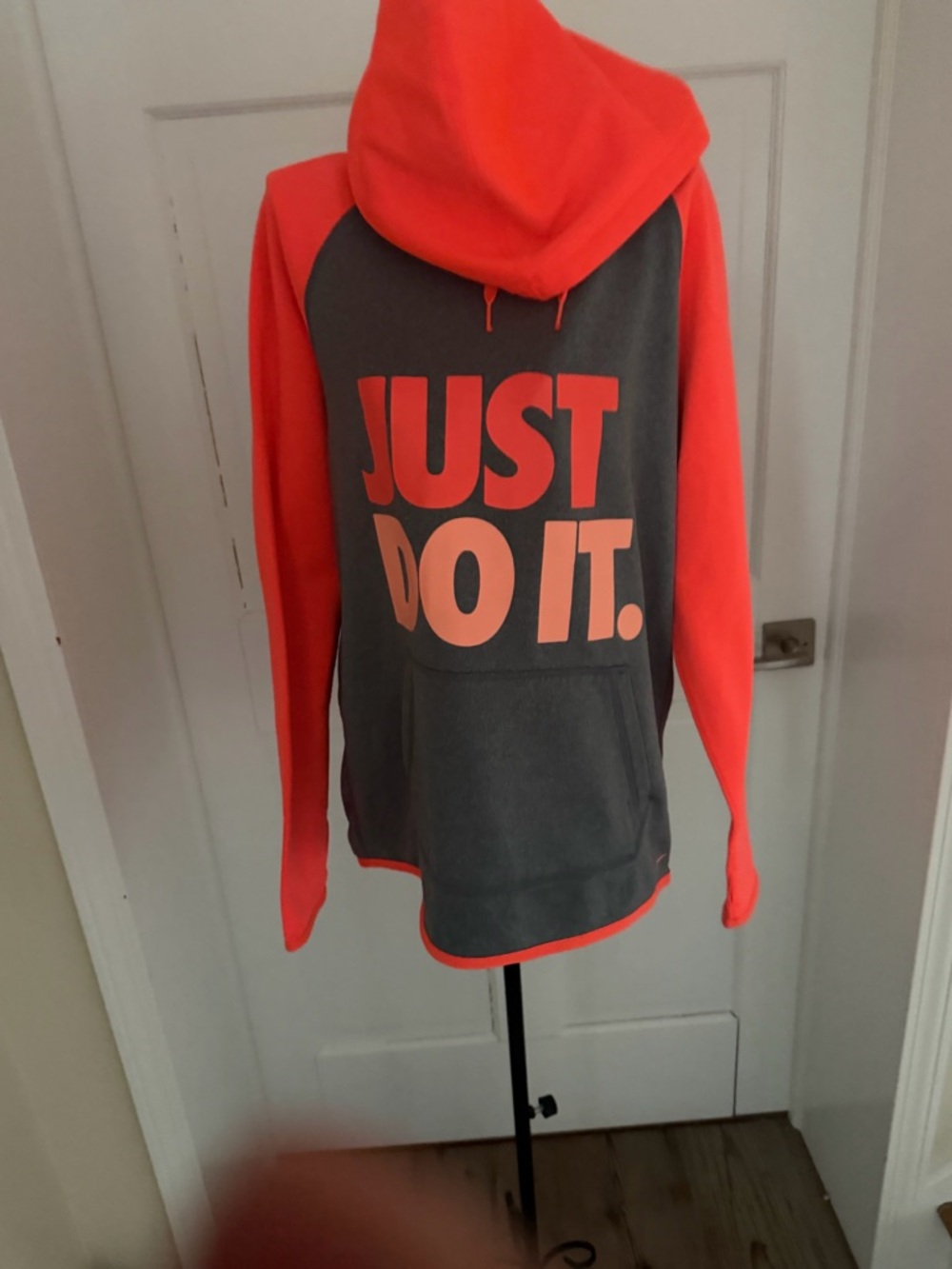 Nike Gray & Neon Orange 'Just Do It.' Pullover Hoodie